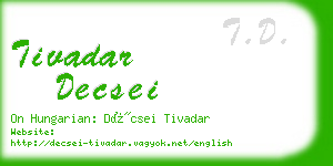 tivadar decsei business card